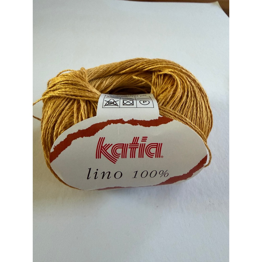 Katia Lino 100% Linen Yarn 50g Golden Yellow Natural Fiber Knitting Crochet